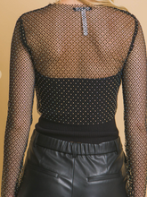 Load image into Gallery viewer, Black Rhinestone Mesh Long Sleeve
