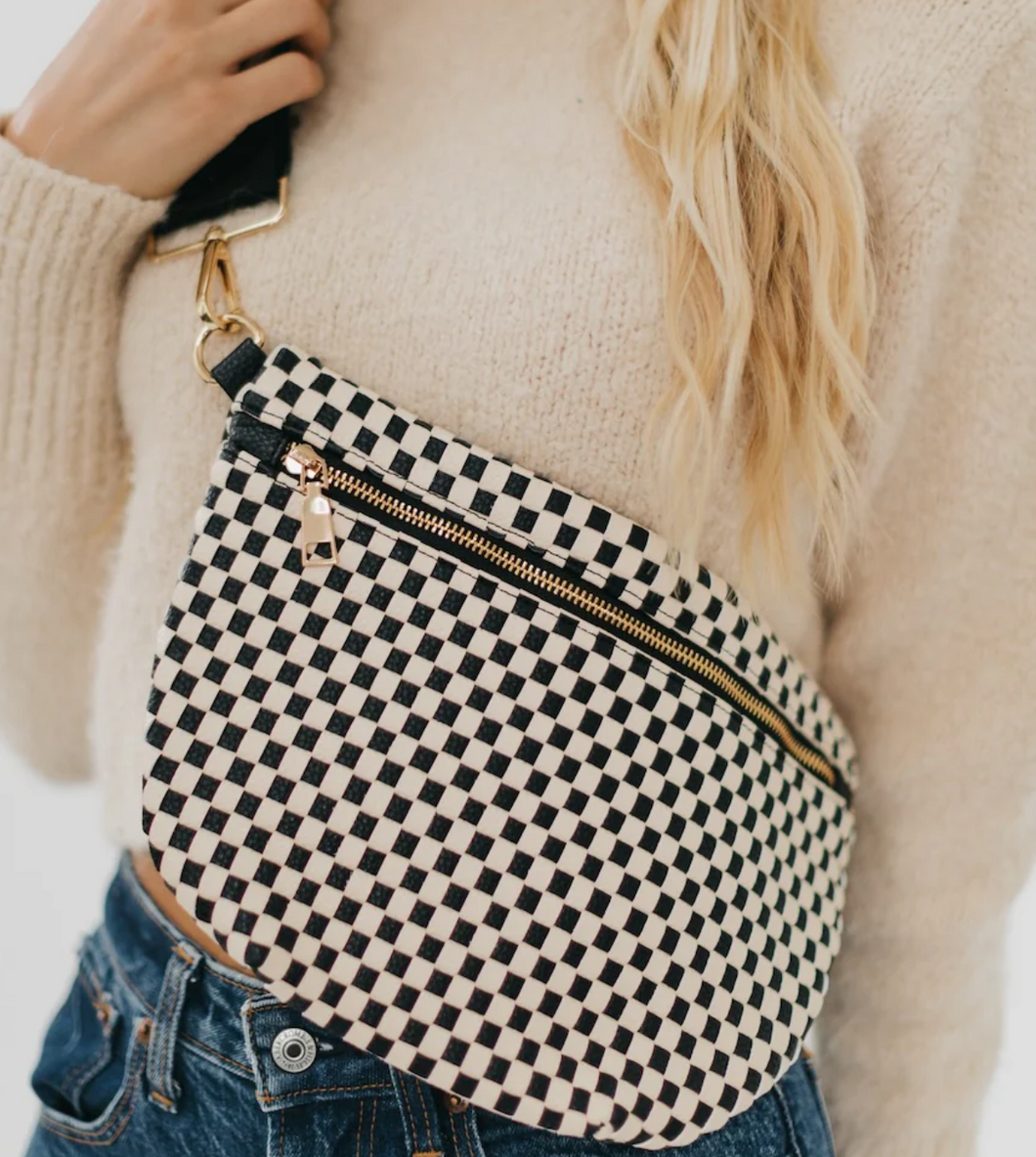 Woven Checker Sling Bags