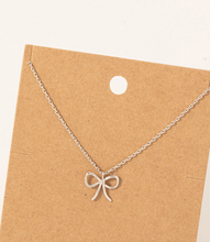 Load image into Gallery viewer, Wire Ribbon Bow Pendant Necklace
