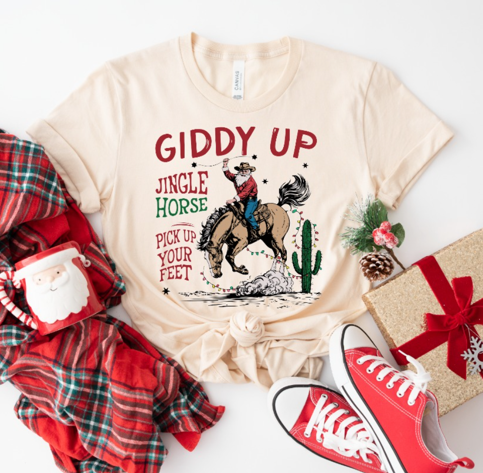 Giddy Up Jingle Horse Holiday T-Shirt