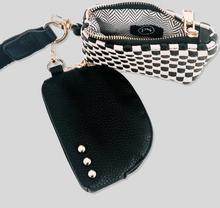 Load image into Gallery viewer, Black &amp; White Checker Dual Pouch Wristlet
