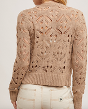 Load image into Gallery viewer, Taupe Button Down Pointelle Knit Cardigan
