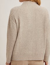 Load image into Gallery viewer, Oatmeal Henley Knit Sweater w/ Buttons
