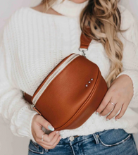 Load image into Gallery viewer, Black or Brown Vegan Leather Sling Body Bag
