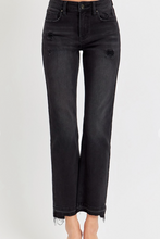 Load image into Gallery viewer, Black Mid Rise Ankle Straight Leg Jeans
