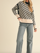 Load image into Gallery viewer, Cream &amp; Black Mock Neck Sweater
