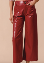 Load image into Gallery viewer, Burgundy Faux Leather Wide Leg Boot Cut Pants
