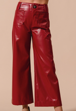 Load image into Gallery viewer, Burgundy Faux Leather Wide Leg Boot Cut Pants
