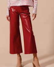 Load image into Gallery viewer, Burgundy Faux Leather Wide Leg Boot Cut Pants
