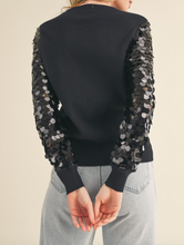 Load image into Gallery viewer, Black Sweater w/ Sequin Sleeves
