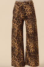 Load image into Gallery viewer, Animal Print Frayed Hem Wide Leg Pants
