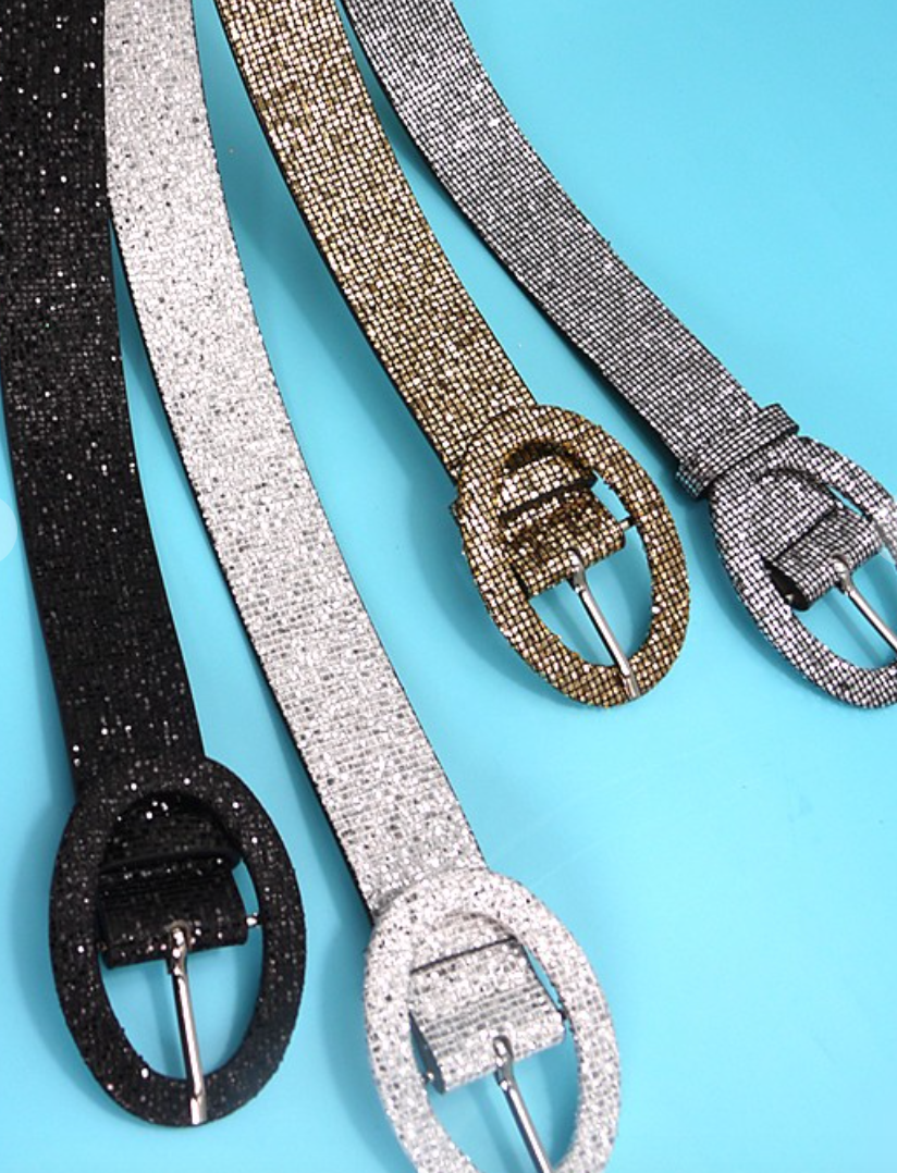 Faux Leather & Glitter Belts