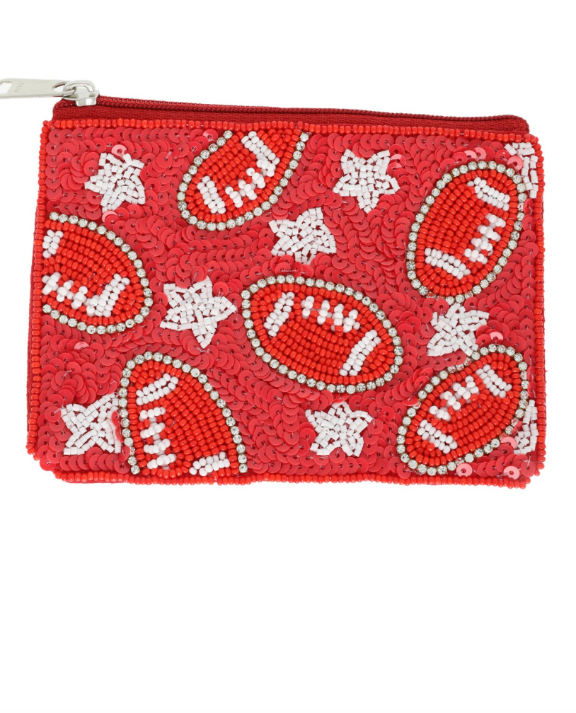 Red Football Sequin Coin Bag