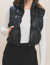 Load image into Gallery viewer, Black Faux Puffer Vest
