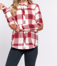 Load image into Gallery viewer, Red &amp; Ivory Plaid Button Up
