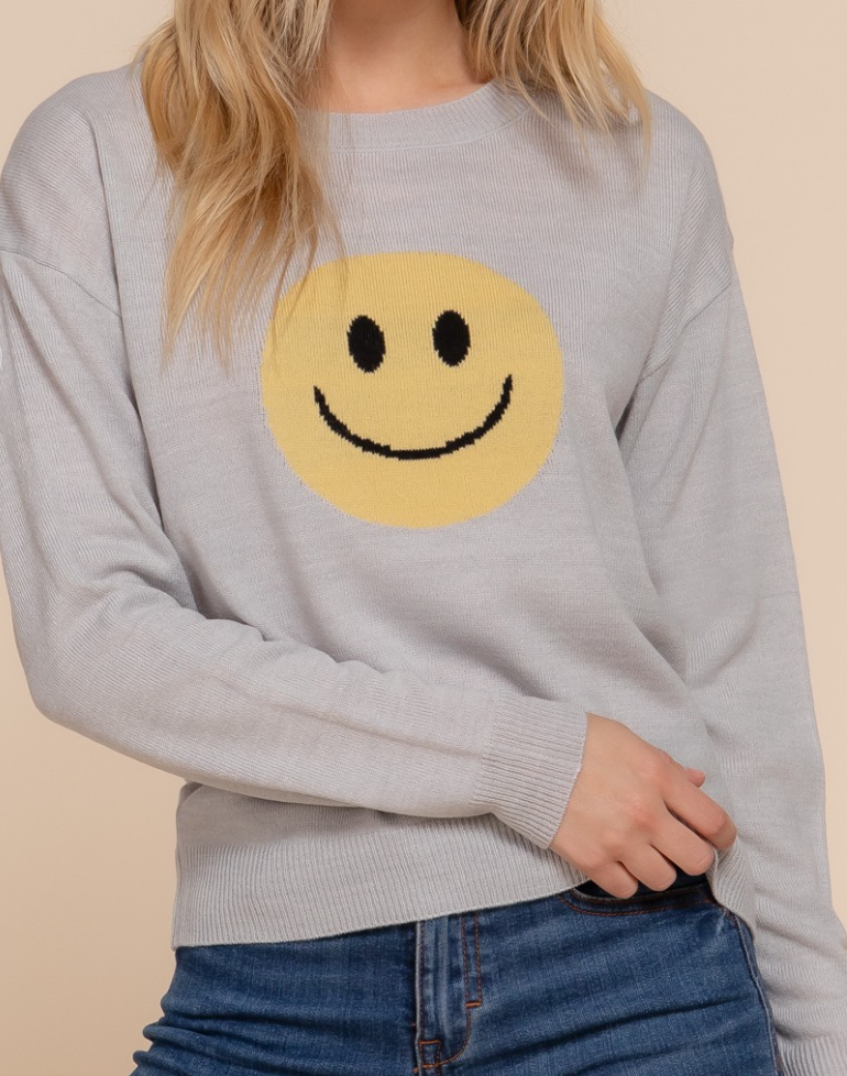 Gray SMILE FACE Sweater