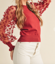 Load image into Gallery viewer, Burgundy Sweater w/ 3D Butterfly Sleeves
