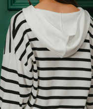 Load image into Gallery viewer, Black &amp; Ivory Stripe Hoodie
