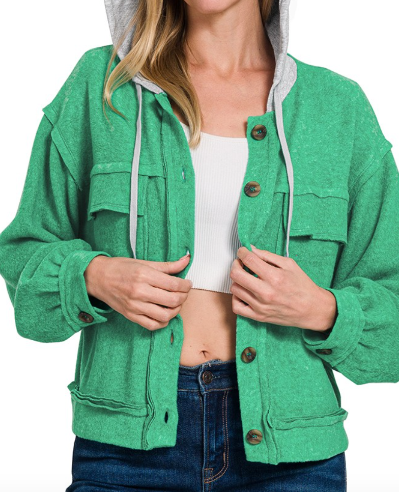 Soft Green Hoodie Jacket