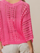 Load image into Gallery viewer, Fuchsia Crochet Knit Sweater
