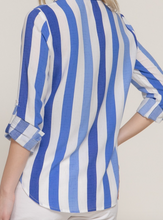 Load image into Gallery viewer, Blue Wide Stripe Button Down Shirt
