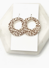 Load image into Gallery viewer, Neutral Leopard Acrylic Circle Cutout Earrings
