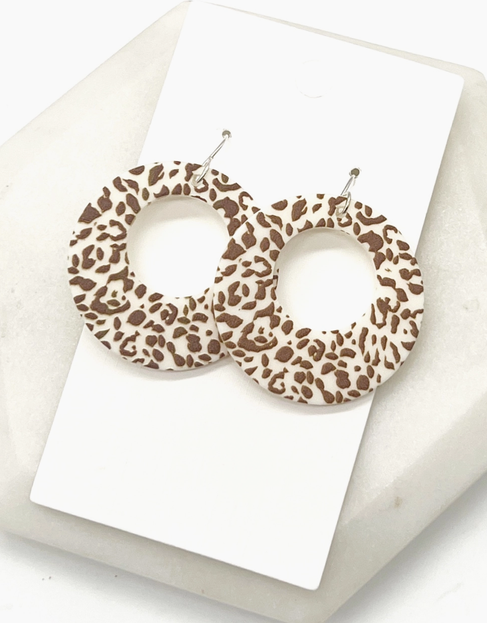 Neutral Leopard Acrylic Circle Cutout Earrings