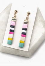 Load image into Gallery viewer, Colorful &amp; Gold Tile Bead Earrings

