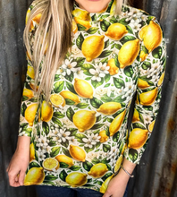 Load image into Gallery viewer, Lemon &amp; Floral Mesh Long Sleeve Top
