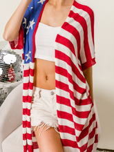 Load image into Gallery viewer, Red, White, &amp; Blue American Flag Knit Cardigan
