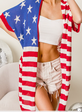 Load image into Gallery viewer, Red, White, &amp; Blue American Flag Knit Cardigan
