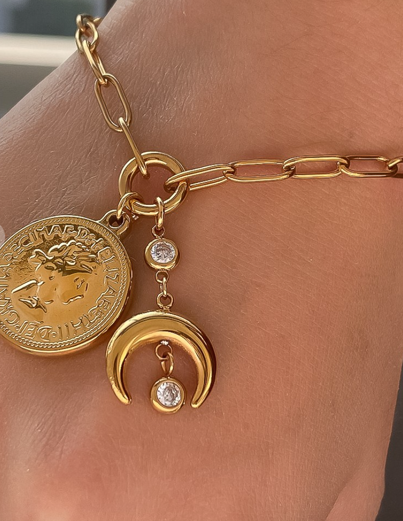 Coin Moon Chain Bracelet