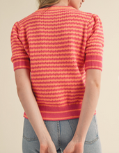 Load image into Gallery viewer, Hot Pink &amp; Orange Stripe Puff Sleeve Sweater
