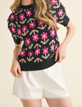 Load image into Gallery viewer, Black &amp; Pink Floral Print Sweater
