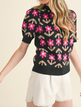 Load image into Gallery viewer, Black &amp; Pink Floral Print Sweater
