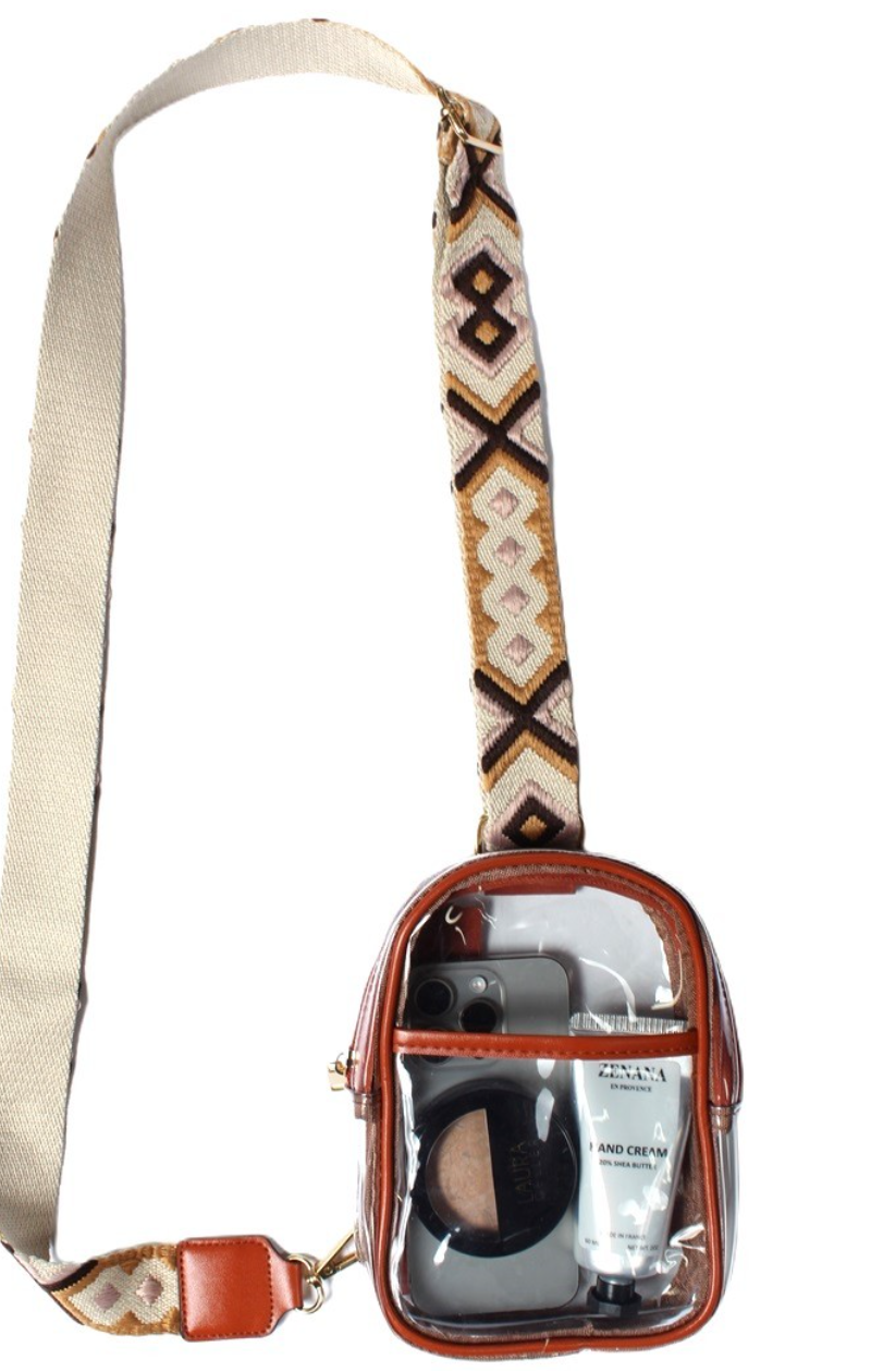Clear & Brown Clear Sling Bag