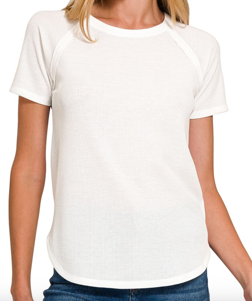 Off White Waffle Short Sleeve Shirt
