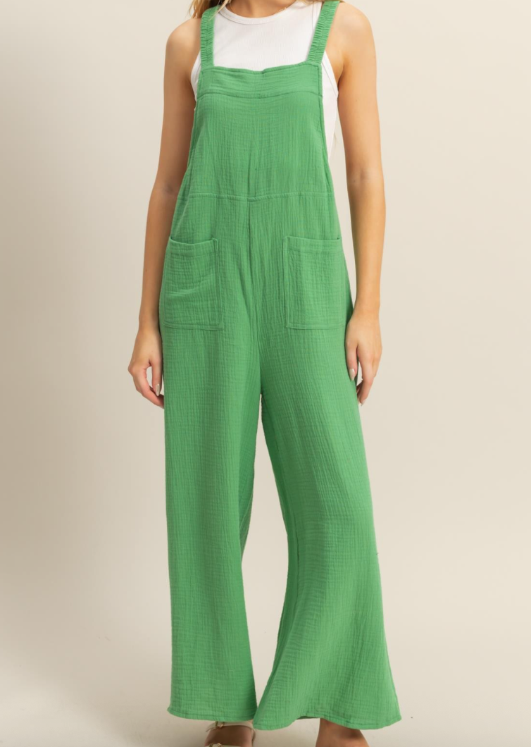 Green Gauze Jumpsuit/Overalls