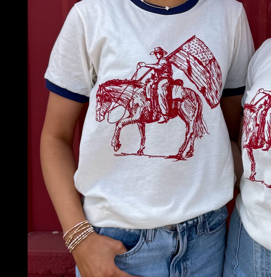 Cowboy w/ Flag Scribble Tee
