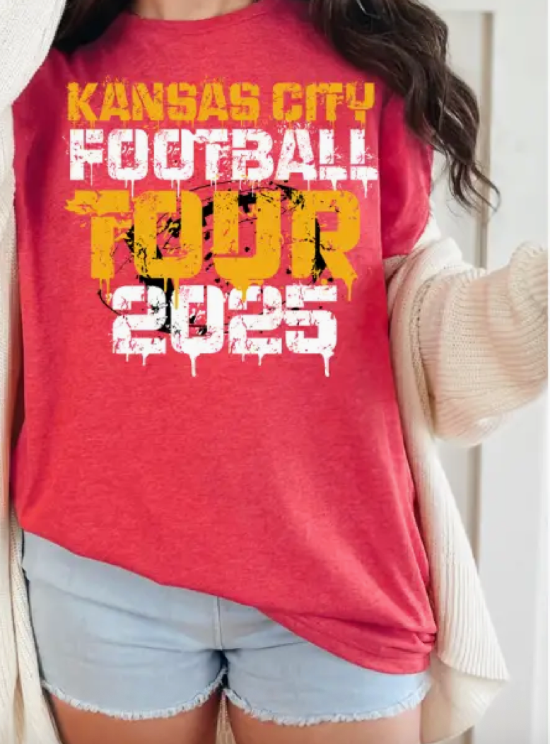 Red KC Football 2025 Tour Tee