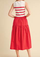 Load image into Gallery viewer, Red &amp; White Stripe Tank Midi Dress
