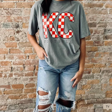 Load image into Gallery viewer, Red &amp; White Checker KC Football Tee
