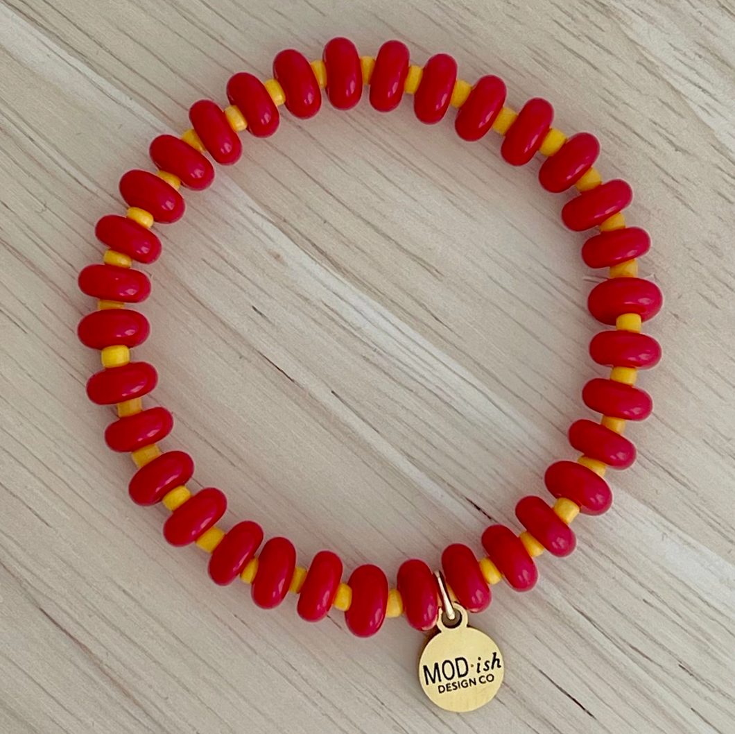 Red & Yellow Donut Bead Bracelet