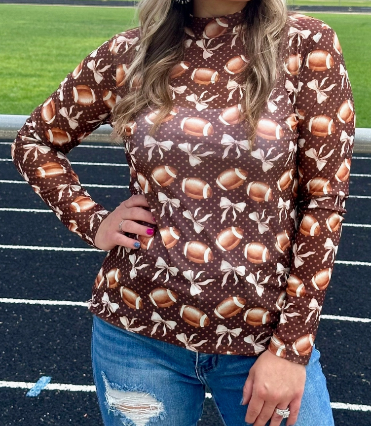 Football & Bow Mesh Long Sleeve