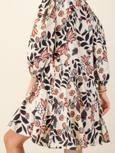 Load image into Gallery viewer, Burgundy &amp; Gray Floral 3/4 Sleeve Dress
