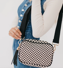 Load image into Gallery viewer, Checker Woven Camera Crossbody Bag
