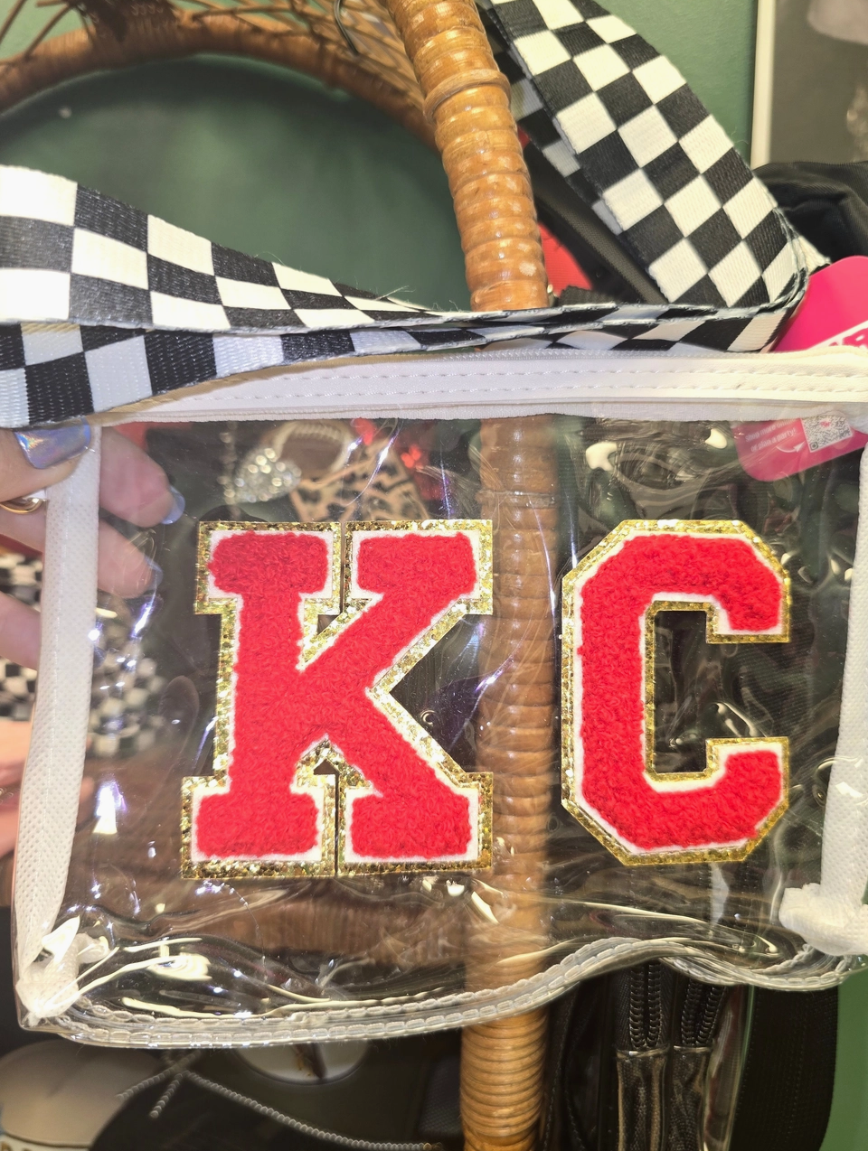 Clear KC Bag w/ B&W Checker Strap