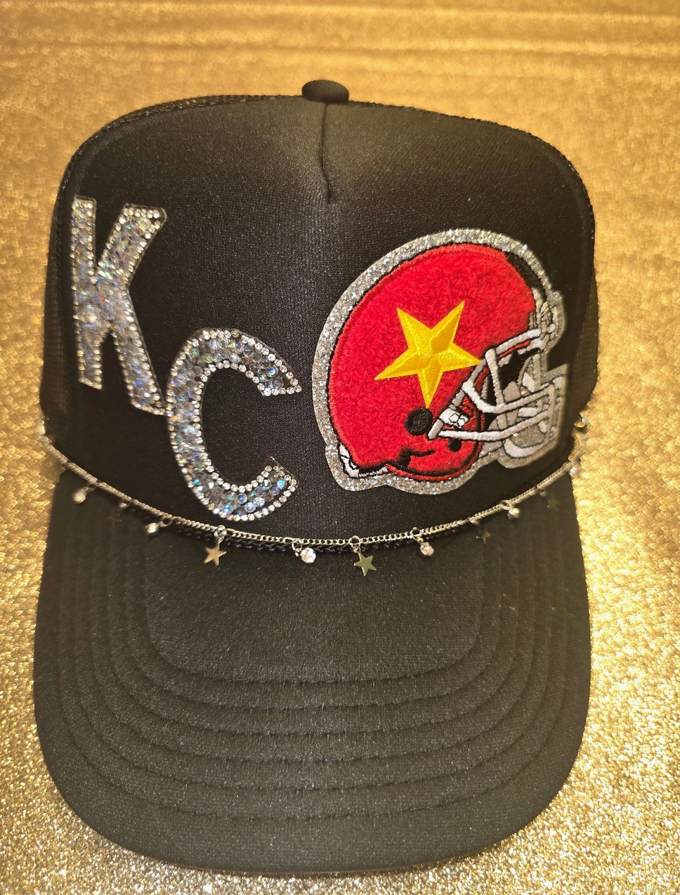Black Bling KC Football Trucker Hat