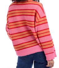 Load image into Gallery viewer, Pink Stripe Mock Neck Wide Arm Sweater
