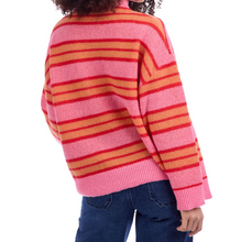 Load image into Gallery viewer, Pink Stripe Mock Neck Wide Arm Sweater
